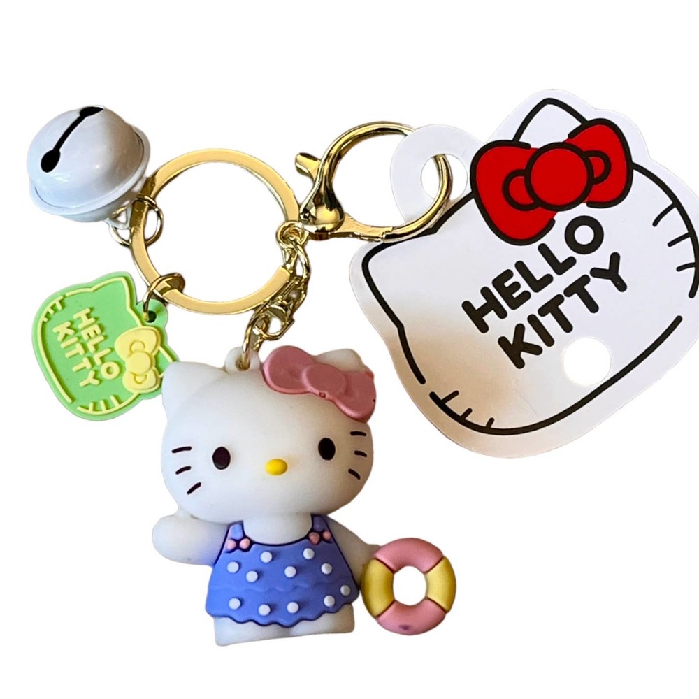 NEW Hello Kitty Swimsuit KEYCHAIN Key Clip Mini Figurine Purse Fob Bag Charm